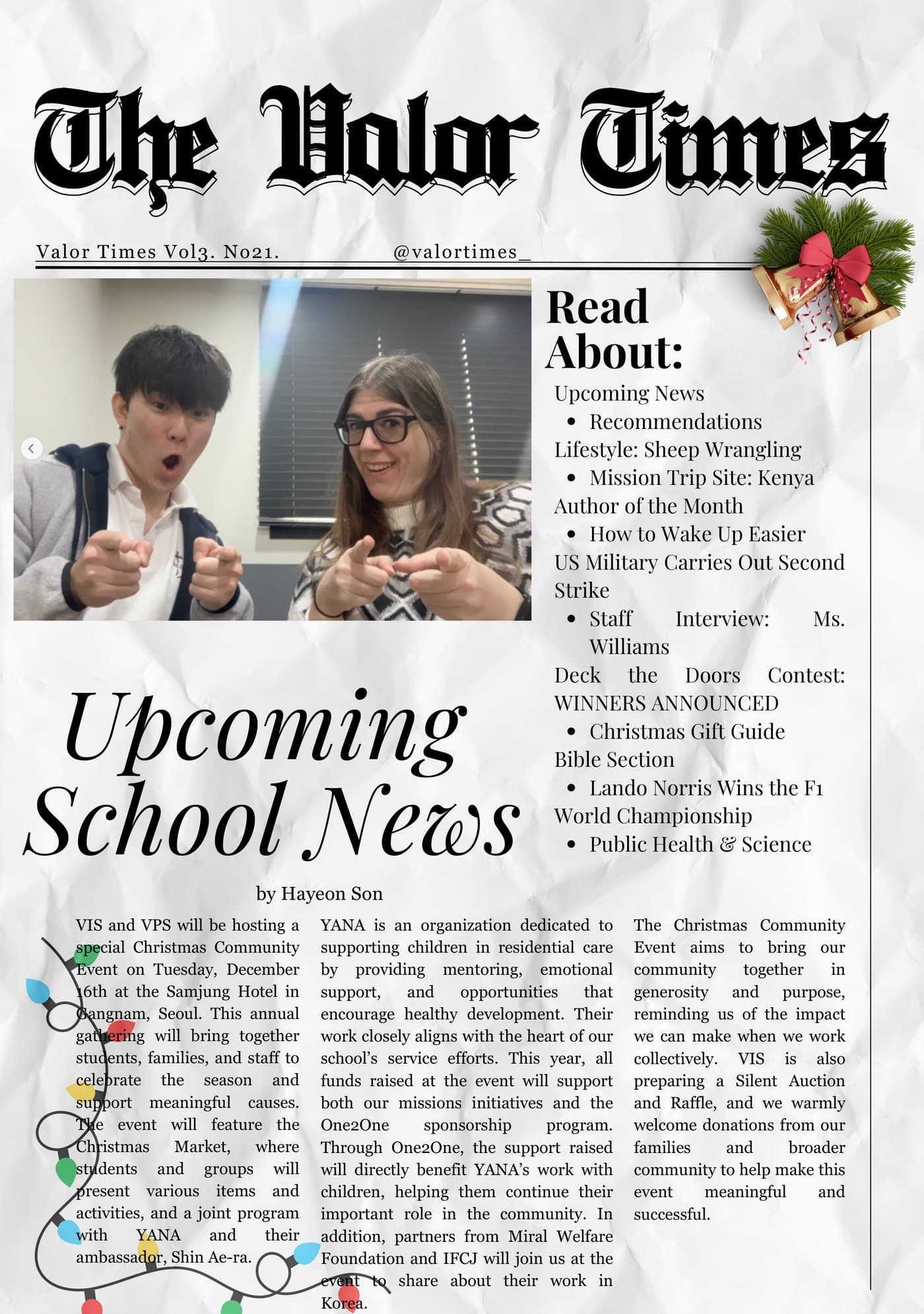 Front page of Valor Times Vol3. No21.