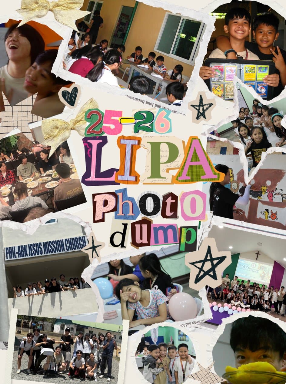 Collage of photographs from the Lipa mission site, captioned LIPA Photo Dump