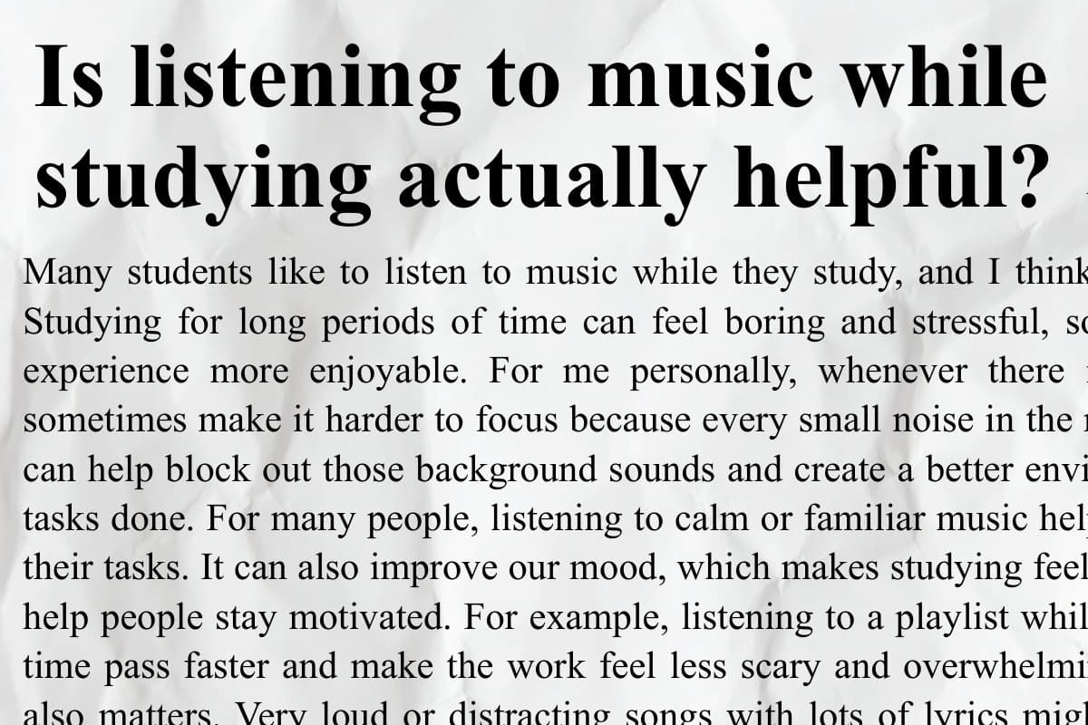 The Opinion page carrying the study-music argument
